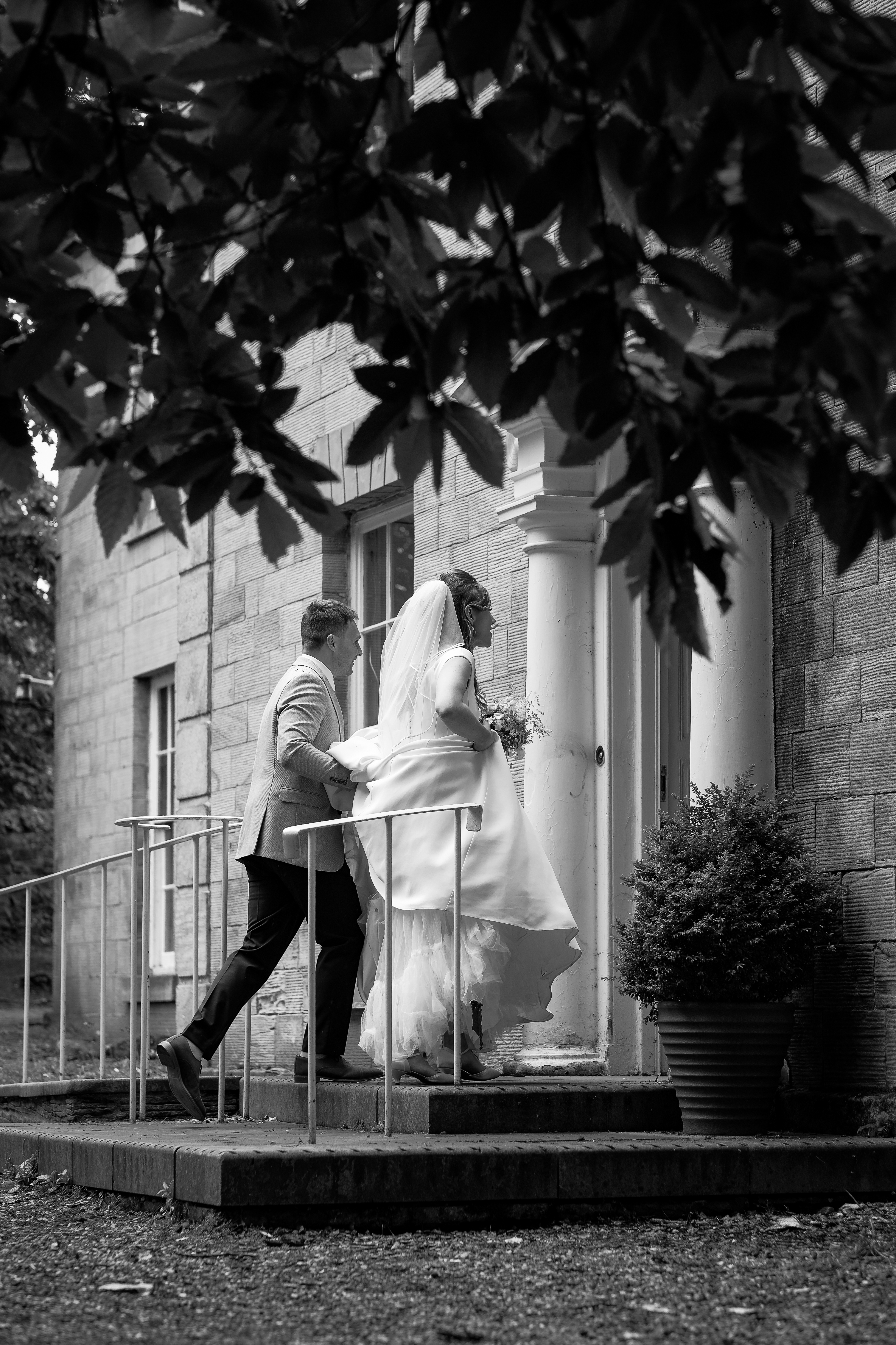 Bride and groom after a wedding ceremony